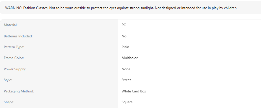 Casual Square Oversized Frame Fashion Glasses