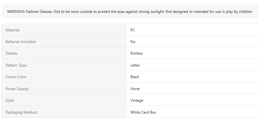 1 Pair Oversized Square Retro Glasses