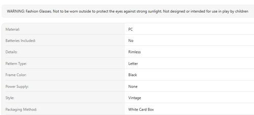 1 Pair Oversized Square Retro Glasses