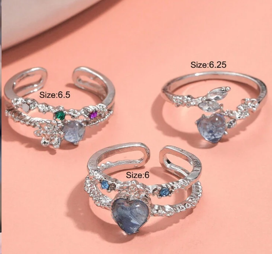 Heart Shaped Cat Eye Stone Rings