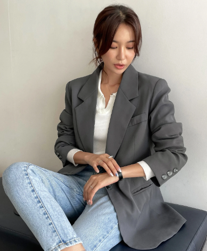 Lapel Neck Long Sleeve Business Casual Blazer Jacket